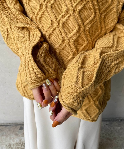 CAPRICIEUX LE'MAGE（カプリシューレマージュ）の「フリル袖ダイヤ柄プルオーバー（ニット/セーター・レディース・チャコールグレー/イエロー/ホワイト系その他・FREE）」の9枚目の写真