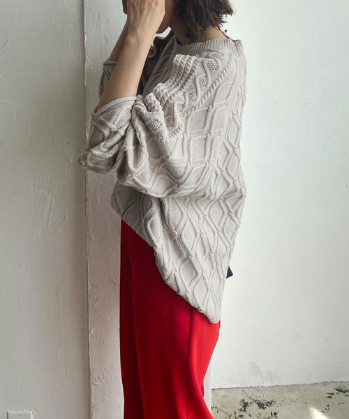 CAPRICIEUX LE'MAGE（カプリシューレマージュ）の「フリル袖ダイヤ柄プルオーバー（ニット/セーター・レディース・チャコールグレー/イエロー/ホワイト系その他・FREE）」の20枚目の写真