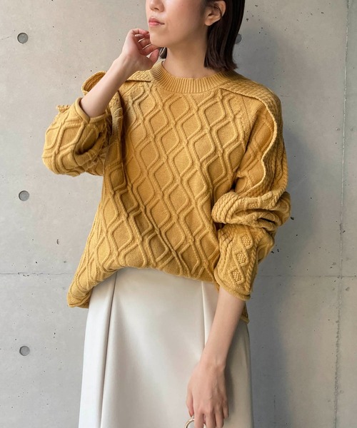 CAPRICIEUX LE'MAGE（カプリシューレマージュ）の「フリル袖ダイヤ柄プルオーバー（ニット/セーター・レディース・チャコールグレー/イエロー/ホワイト系その他・FREE）」の12枚目の写真