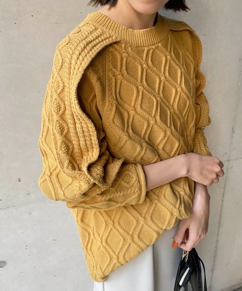 CAPRICIEUX LE'MAGE（カプリシューレマージュ）の「フリル袖ダイヤ柄プルオーバー（ニット/セーター・レディース・チャコールグレー/イエロー/ホワイト系その他・FREE）」の15枚目の写真