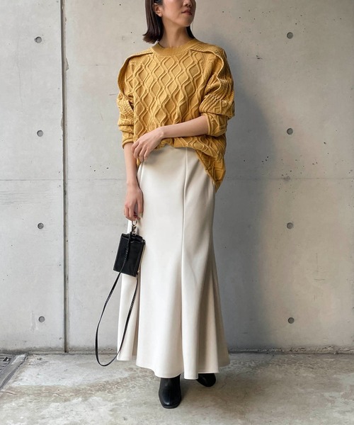 CAPRICIEUX LE'MAGE（カプリシューレマージュ）の「フリル袖ダイヤ柄プルオーバー（ニット/セーター・レディース・チャコールグレー/イエロー/ホワイト系その他・FREE）」の18枚目の写真