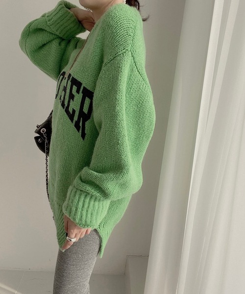 MAISON DE THERESE（メゾン ド テレーズ）の「ANOTHERロゴ入り　クルーネックニットトップス（ニット/セーター・レディース・ベージュ/グリーン/アイボリー/ピンク/グレー・FREE）」の11枚目の写真