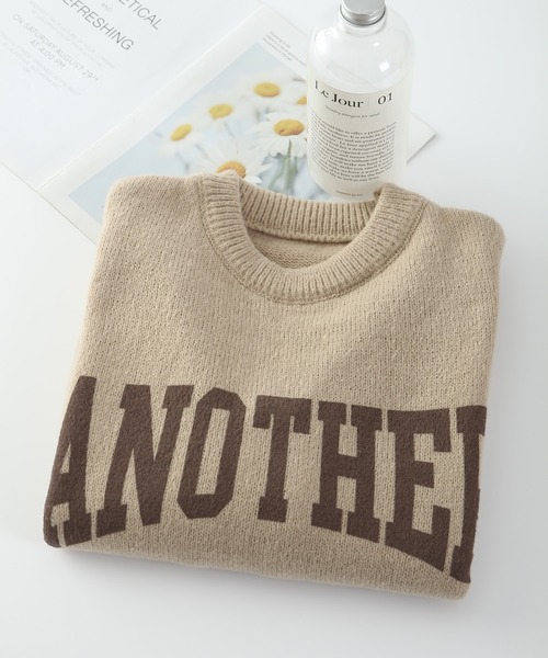 MAISON DE THERESE（メゾン ド テレーズ）の「ANOTHERロゴ入り　クルーネックニットトップス（ニット/セーター・レディース・ベージュ/グリーン/アイボリー/ピンク/グレー・FREE）」の19枚目の写真