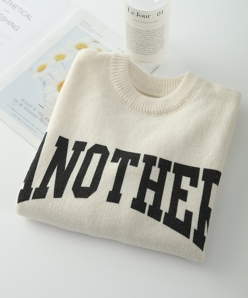 MAISON DE THERESE（メゾン ド テレーズ）の「ANOTHERロゴ入り　クルーネックニットトップス（ニット/セーター・レディース・ベージュ/グリーン/アイボリー/ピンク/グレー・FREE）」の20枚目の写真