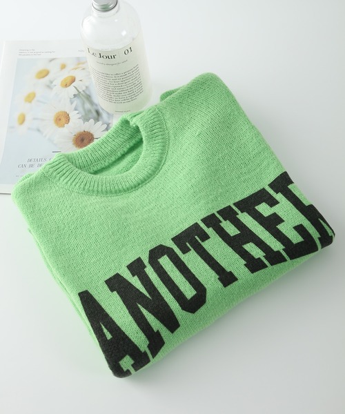 MAISON DE THERESE（メゾン ド テレーズ）の「ANOTHERロゴ入り　クルーネックニットトップス（ニット/セーター・レディース・ベージュ/グリーン/アイボリー/ピンク/グレー・FREE）」の21枚目の写真