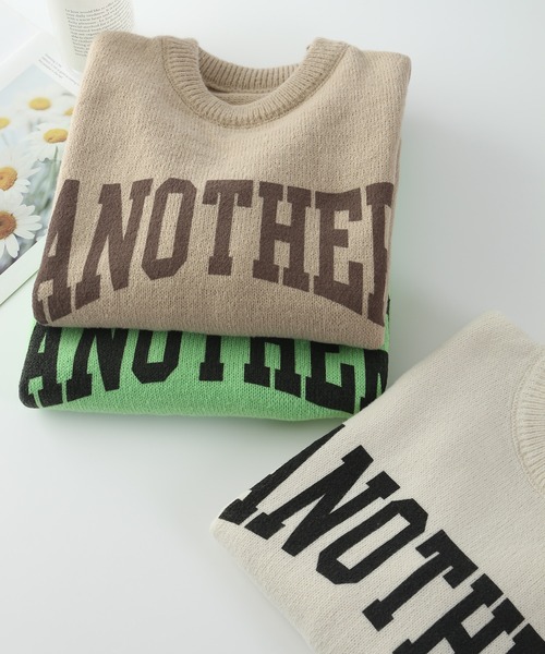 MAISON DE THERESE（メゾン ド テレーズ）の「ANOTHERロゴ入り　クルーネックニットトップス（ニット/セーター・レディース・ベージュ/グリーン/アイボリー/ピンク/グレー・FREE）」の15枚目の写真