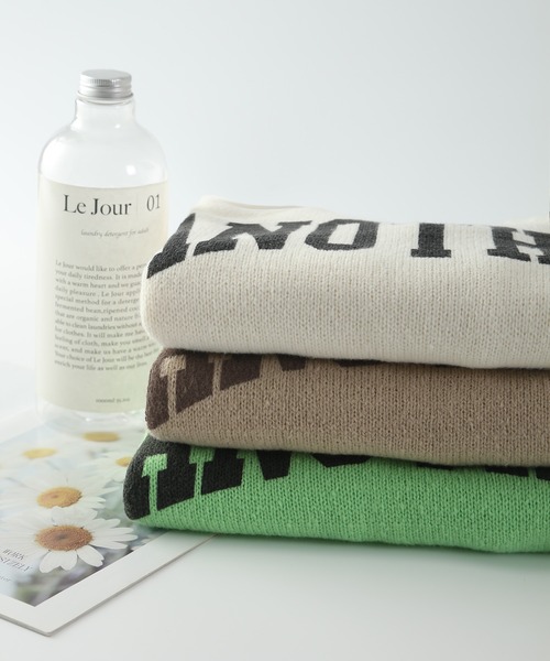 MAISON DE THERESE（メゾン ド テレーズ）の「ANOTHERロゴ入り　クルーネックニットトップス（ニット/セーター・レディース・ベージュ/グリーン/アイボリー/ピンク/グレー・FREE）」の18枚目の写真