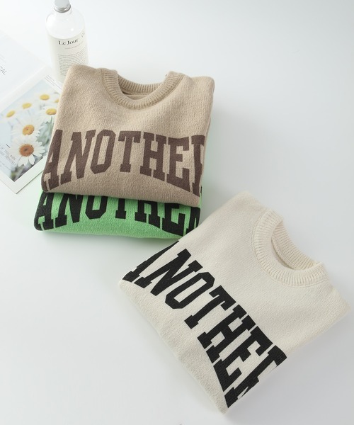 MAISON DE THERESE（メゾン ド テレーズ）の「ANOTHERロゴ入り　クルーネックニットトップス（ニット/セーター・レディース・ベージュ/グリーン/アイボリー/ピンク/グレー・FREE）」の17枚目の写真