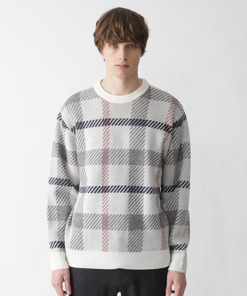 ブラックレーベルクレストブリッジ ホリデーチェック クルーネックニット Lサイズ BLACK LABEL CRESTBRIDGE（ブラックレーベル・クレストブリッジ