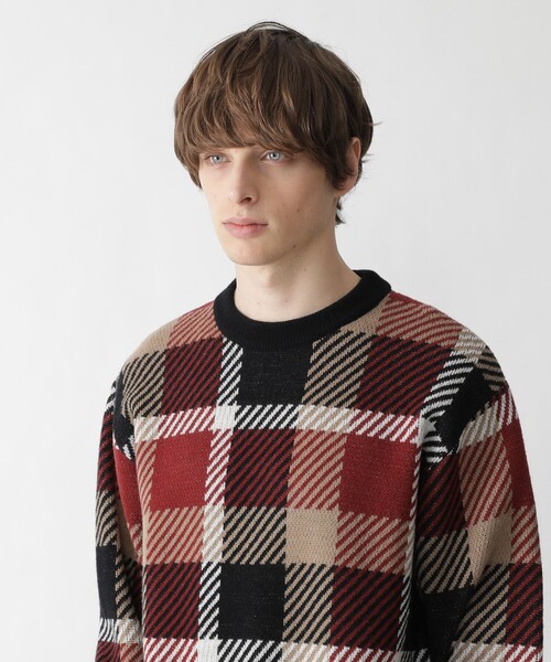 ブラックレーベルクレストブリッジ　ニット　セーター　チェック　赤色　LL BLACK LABEL CRESTBRIDGE（ブラックレーベル・クレストブリッジ