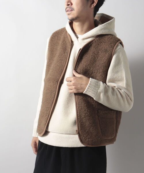 COLD BREAKER(コールドブレーカー)の「【COLDBREAKER/コールドブレーカー】Bodywarmer ウール ボア ベスト(ブルゾン・メンズ・ブラック/ベージュ/ホワイト系その他4・LARGE)」の5枚目の写真