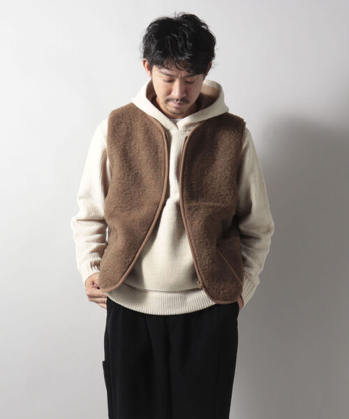 COLD BREAKER(コールドブレーカー)の「【COLDBREAKER/コールドブレーカー】Bodywarmer ウール ボア ベスト(ブルゾン・メンズ・ブラック/ベージュ/ホワイト系その他4・LARGE)」の6枚目の写真