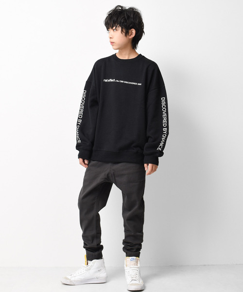 RAT EFFECT(ラットエフェクト)の「【裏起毛】袖ロゴプリントトレーナー(スウェット・キッズ・カーキ/ダークグリーン/チャコールグレー/ブラック/ライトグレー・130/140/150/160/120/170)」の11枚目の写真