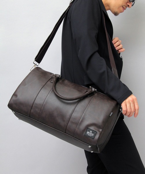 REGiSTA(レジスタ)の「フェイクレザーボストンバッグ / 旅行バッグ / 小さめ / 小旅行バッグ(ボストンバッグ・メンズ・ブラック/キャメル/ダークブラウン・FREE)」の5枚目の写真