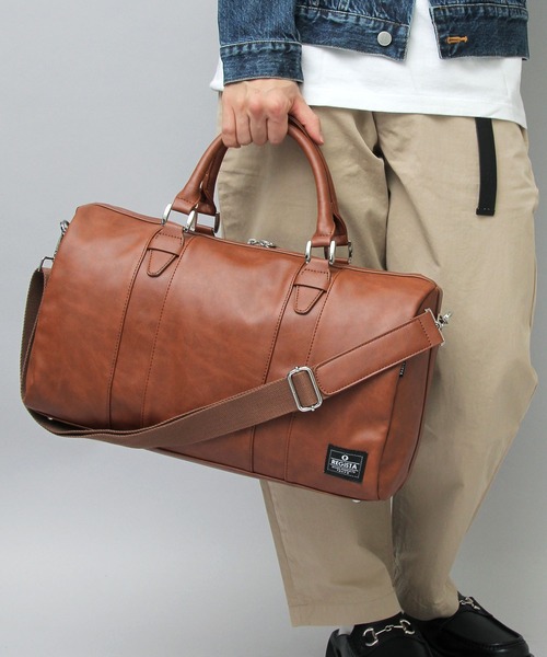 REGiSTA(レジスタ)の「フェイクレザーボストンバッグ / 旅行バッグ / 小さめ / 小旅行バッグ(ボストンバッグ・メンズ・ブラック/キャメル/ダークブラウン・FREE)」の6枚目の写真