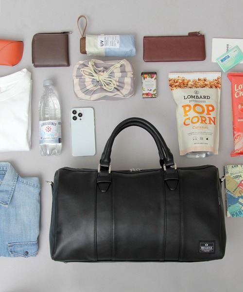 REGiSTA(レジスタ)の「フェイクレザーボストンバッグ / 旅行バッグ / 小さめ / 小旅行バッグ(ボストンバッグ・メンズ・ブラック/キャメル/ダークブラウン・FREE)」の10枚目の写真