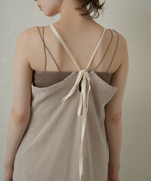 Kastane（カスタネ）の「メランジメッシュキャミワンピース（ワンピース・レディース・ベージュ/ブラック・FREE）」の7枚目の写真