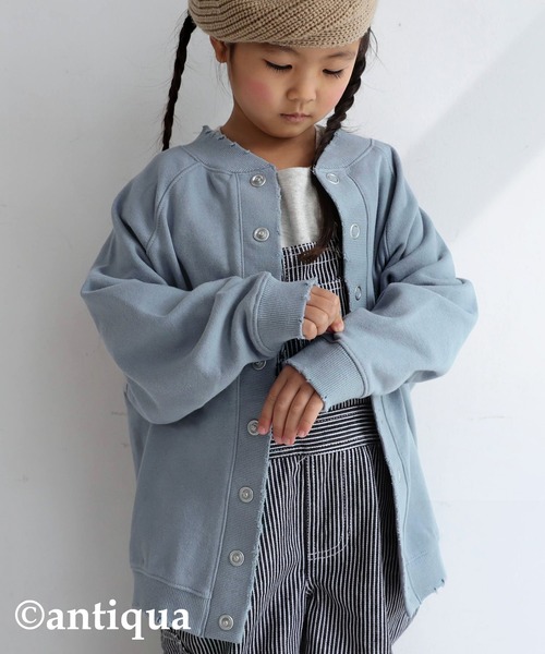 antiqua（アンティカ）の「裏毛コクーンカーディガン（カーディガン/ボレロ・キッズ・アッシュグレー/アイボリー/ブルー系その他・3/4/5/6）」の3枚目の写真