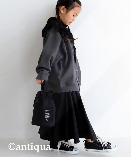 antiqua（アンティカ）の「裏毛コクーンカーディガン（カーディガン/ボレロ・キッズ・アッシュグレー/アイボリー/ブルー系その他・3/4/5/6）」の4枚目の写真