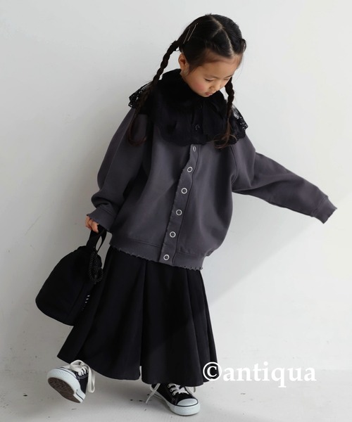 antiqua（アンティカ）の「裏毛コクーンカーディガン（カーディガン/ボレロ・キッズ・アッシュグレー/アイボリー/ブルー系その他・3/4/5/6）」の5枚目の写真