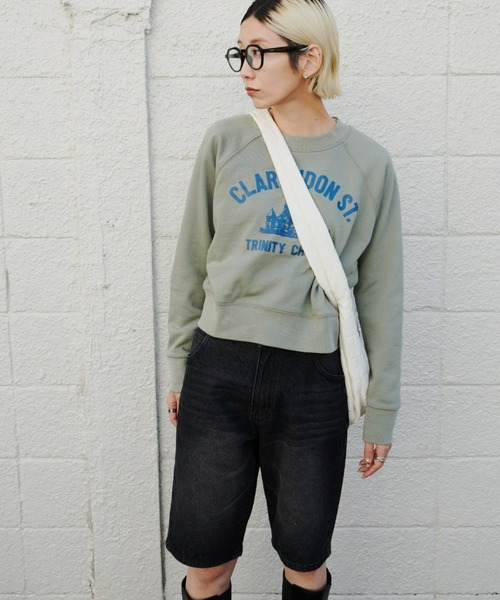 Auntie Rosa Holiday（アンティローザホリデー）の「グラフィックショートクルースウェット（スウェット・レディース・グレー/オフホワイト/ライトブルー/ライトグリーン・FREE）」の5枚目の写真