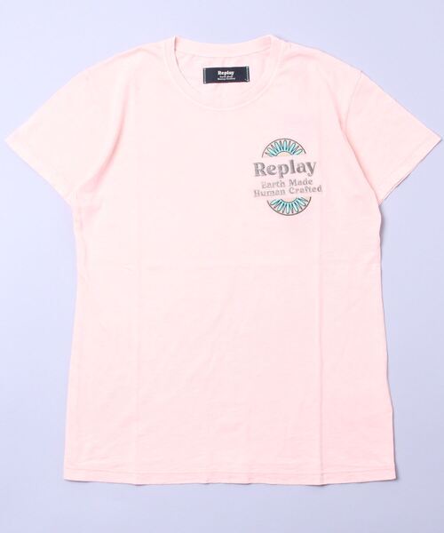 REPLAY（リプレイ）の「EARTH MADE HUMAN CRAFTED スラブジャージーTシャツ（Tシャツ/カットソー・レディース・グリーン/オレンジ・SMALL/X-SMALL/MEDIUM）」の2枚目の写真