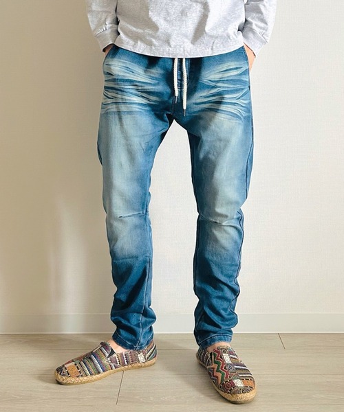 セール デニムパンツ テーパードパンツ ジョガーパンツ スウェットパンツ ウエストゴム デニムパンツ Beatjive ビートジャイブ のファッション通販 Zozotown