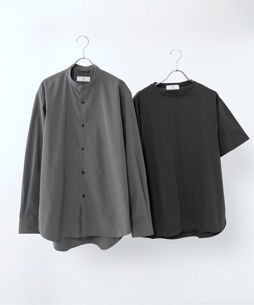 417 EDIFICE(フォーワンセブンエディフィス)の「【WEB限定】【シャツ+カットソーの2点セット】ノーカラーシャツ / Tシャツ(シャツ/ブラウス・メンズ・ホワイト/グレー/ブラウン/ベージュ/サックスブルー・SMALL/MEDIUM/LARGE/X-LARGE)」の3枚目の写真