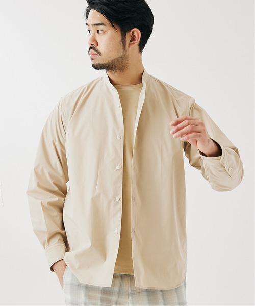 417 EDIFICE(フォーワンセブンエディフィス)の「【WEB限定】【シャツ+カットソーの2点セット】ノーカラーシャツ / Tシャツ(シャツ/ブラウス・メンズ・ホワイト/グレー/ブラウン/ベージュ/サックスブルー・SMALL/MEDIUM/LARGE/X-LARGE)」の22枚目の写真