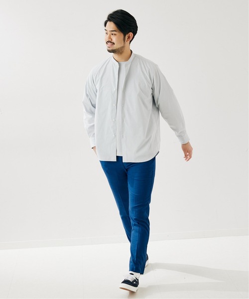 417 EDIFICE(フォーワンセブンエディフィス)の「【WEB限定】【シャツ+カットソーの2点セット】ノーカラーシャツ / Tシャツ(シャツ/ブラウス・メンズ・ホワイト/グレー/ブラウン/ベージュ/サックスブルー・SMALL/MEDIUM/LARGE/X-LARGE)」の7枚目の写真