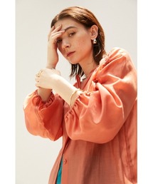 シャーリングスリーブブラウス