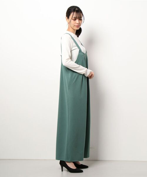 HONEYSUCKLE ROSE（ハニーサックルローズ）の「【HONEYSUCKLE ROSE】タックサロペット／セットアイテム（サロペット/オーバーオール・レディース・ブラック/ベージュ/グリーン・L/M）」の4枚目の写真