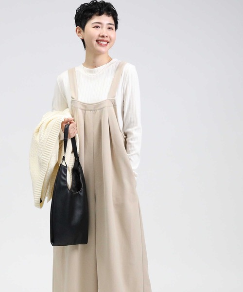 HONEYSUCKLE ROSE（ハニーサックルローズ）の「【HONEYSUCKLE ROSE】タックサロペット／セットアイテム（サロペット/オーバーオール・レディース・ブラック/ベージュ/グリーン・L/M）」の3枚目の写真