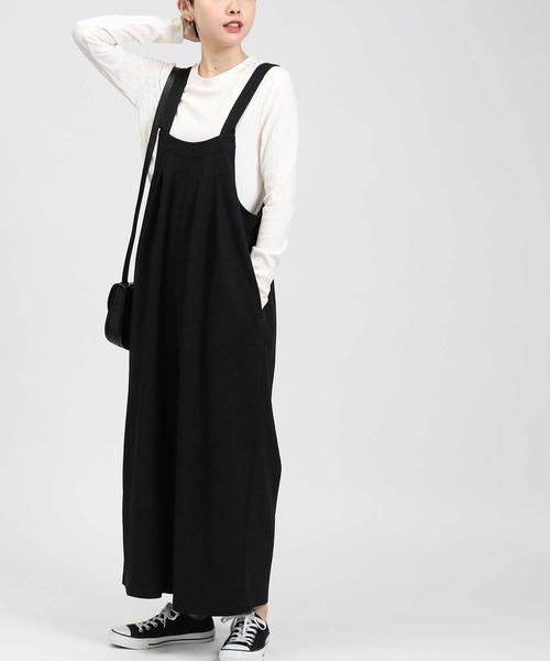 HONEYSUCKLE ROSE（ハニーサックルローズ）の「【HONEYSUCKLE ROSE】タックサロペット／セットアイテム（サロペット/オーバーオール・レディース・ブラック/ベージュ/グリーン・L/M）」の8枚目の写真