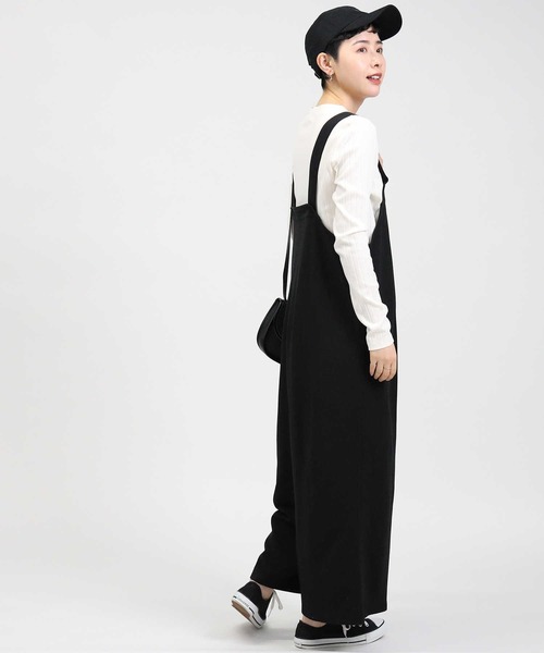 HONEYSUCKLE ROSE（ハニーサックルローズ）の「【HONEYSUCKLE ROSE】タックサロペット／セットアイテム（サロペット/オーバーオール・レディース・ブラック/ベージュ/グリーン・L/M）」の6枚目の写真