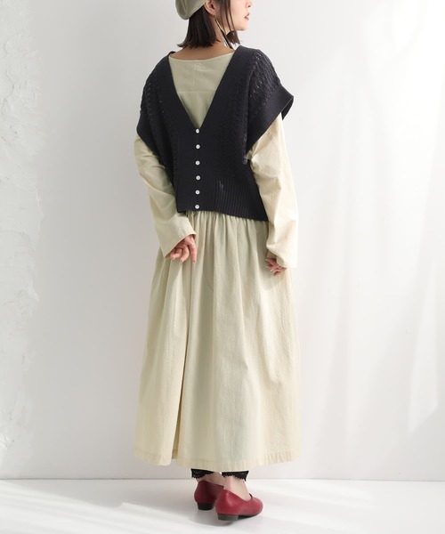 osharewalker（オシャレウォーカー）の「【廃盤】『2way透かし編みニットベスト』（ベスト・レディース・ネイビー/グレー/アイボリー・FREE）」の8枚目の写真