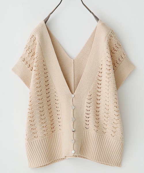 osharewalker（オシャレウォーカー）の「【廃盤】『2way透かし編みニットベスト』（ベスト・レディース・ネイビー/グレー/アイボリー・FREE）」の9枚目の写真