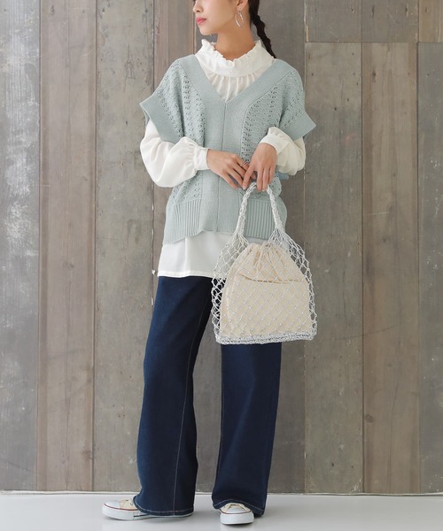 osharewalker（オシャレウォーカー）の「【廃盤】『2way透かし編みニットベスト』（ベスト・レディース・ネイビー/グレー/アイボリー・FREE）」の22枚目の写真