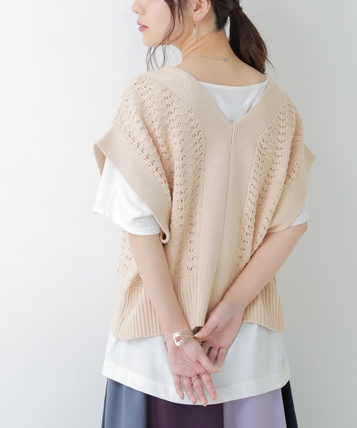 osharewalker（オシャレウォーカー）の「【廃盤】『2way透かし編みニットベスト』（ベスト・レディース・ネイビー/グレー/アイボリー・FREE）」の15枚目の写真