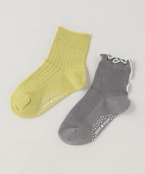 petit main（プティマイン）の「メロウリブ2Pアンクルソックス（ソックス/靴下・キッズ・アイボリー/ブラック/ラベンダー・S/L/SS/M）」の3枚目の写真