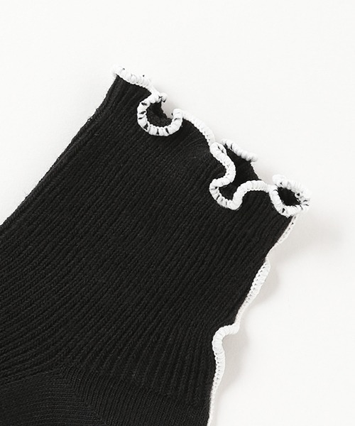 petit main（プティマイン）の「メロウリブ2Pアンクルソックス（ソックス/靴下・キッズ・アイボリー/ブラック/ラベンダー・S/L/SS/M）」の4枚目の写真