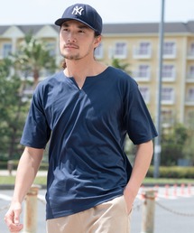 【BLUE STANDARD/ブルースタンダード】汗染みの目立ちにくいTシャツ ゼロステイン　撥水性　 UVカット　キーネックTシャツ