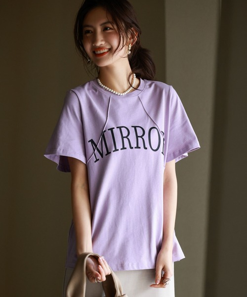 SAISON DE PAPILLON(セゾンドパピヨン)の「【コットン100%】ビッグロゴデザインオーバーサイズTシャツ(Tシャツ/カットソー・レディース・グリーン/ホワイト/ラベンダー/ブラック・S/L/M)」の4枚目の写真