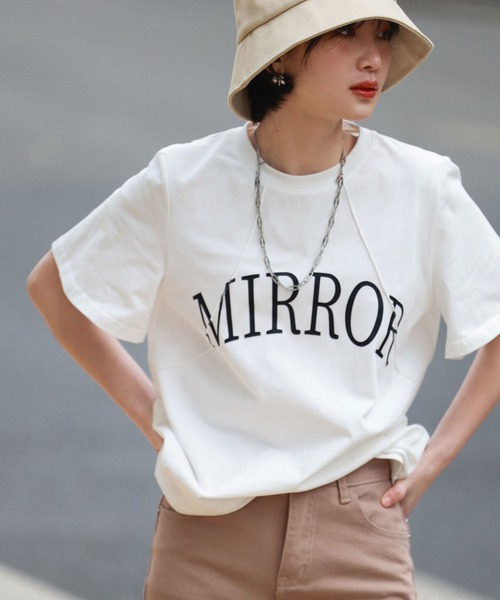 SAISON DE PAPILLON(セゾンドパピヨン)の「【コットン100%】ビッグロゴデザインオーバーサイズTシャツ(Tシャツ/カットソー・レディース・グリーン/ホワイト/ラベンダー/ブラック・S/L/M)」の7枚目の写真