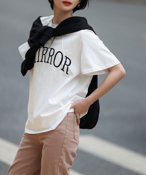 SAISON DE PAPILLON(セゾンドパピヨン)の「【コットン100%】ビッグロゴデザインオーバーサイズTシャツ(Tシャツ/カットソー・レディース・グリーン/ホワイト/ラベンダー/ブラック・S/L/M)」の13枚目の写真