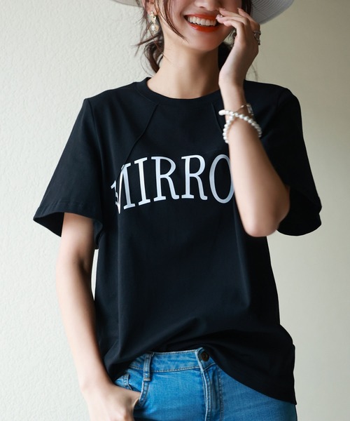 SAISON DE PAPILLON(セゾンドパピヨン)の「【コットン100%】ビッグロゴデザインオーバーサイズTシャツ(Tシャツ/カットソー・レディース・グリーン/ホワイト/ラベンダー/ブラック・S/L/M)」の15枚目の写真