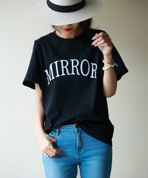 SAISON DE PAPILLON(セゾンドパピヨン)の「【コットン100%】ビッグロゴデザインオーバーサイズTシャツ(Tシャツ/カットソー・レディース・グリーン/ホワイト/ラベンダー/ブラック・S/L/M)」の16枚目の写真
