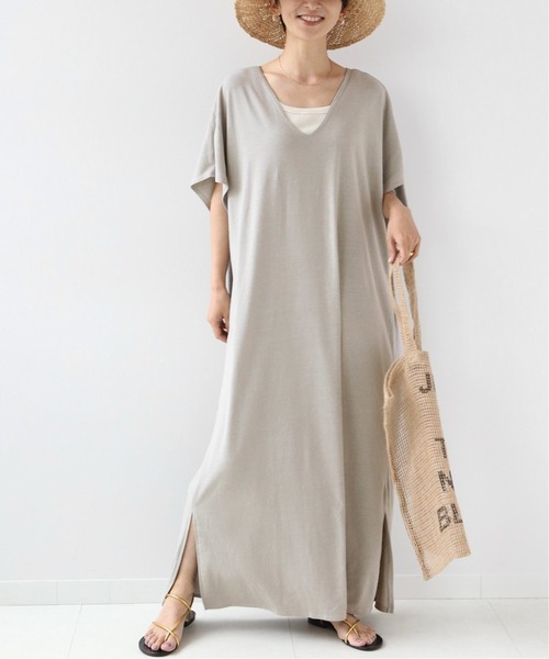 CAL．Berries（カルベリーズ）の「《追加》別注【CAL.Berries 】*Relume TRIBLEND V/N OP：ワンピース（ワンピース・レディース・ブラック/ライトグレー/カーキ・FREE）」の13枚目の写真