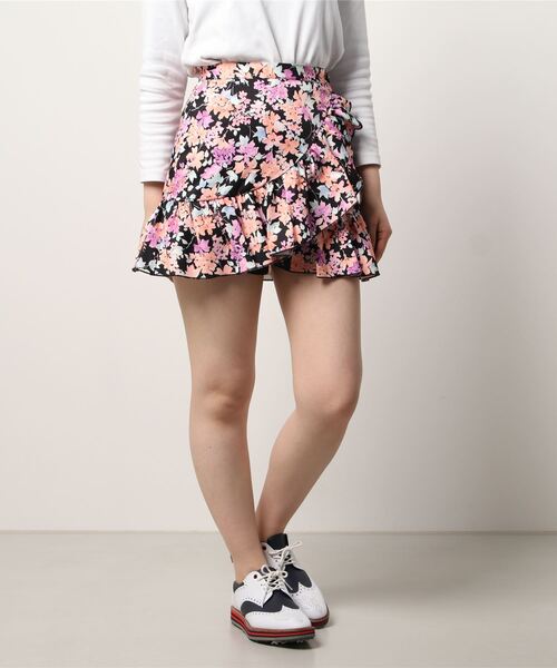 rienda suelta(リエンダスエルタ)の「★rienda suelta★SPRING FLOWERツイルフリルスカート ゴルフウエア(スカート・レディース・ブラック・SMALL)」の1枚目の写真