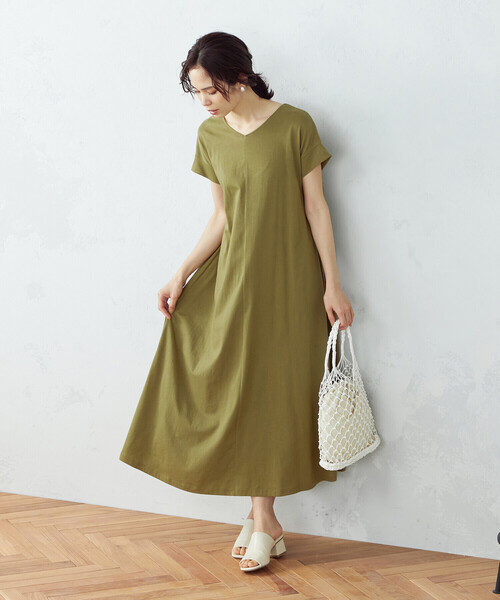 COMME CA ISM（コムサイズム）の「バックシャン　Ｔシャツワンピース（ワンピース・レディース・ブラック/グレー/オリーブ/グリーン・MEDIUM/LARGE）」の3枚目の写真